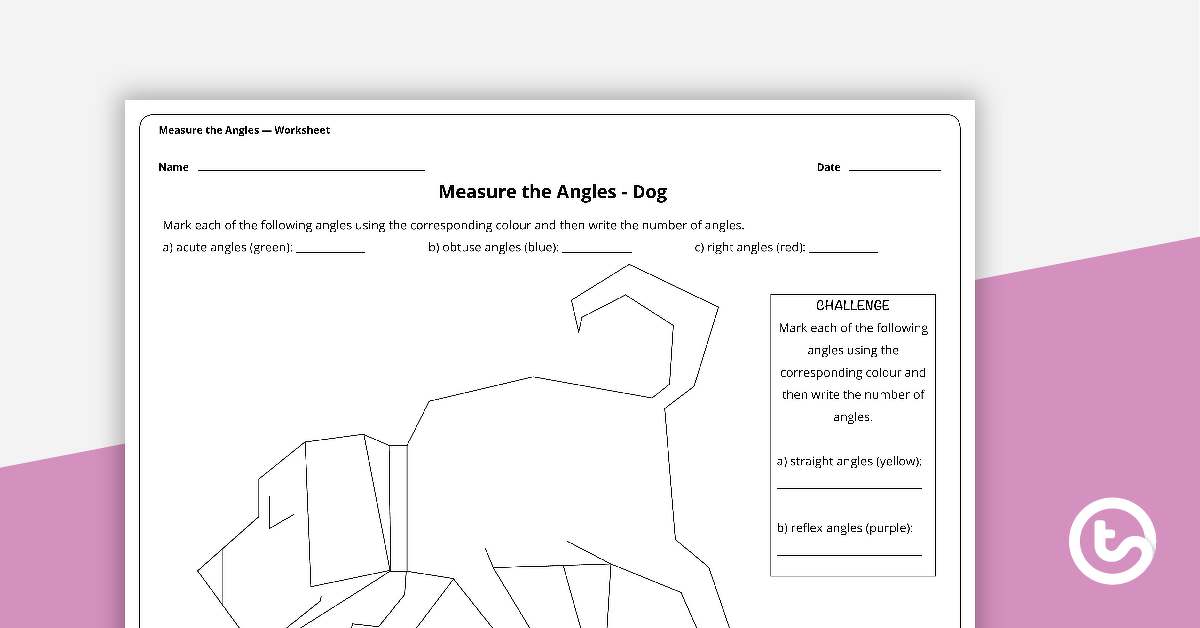 Image of Measure the Angles Worksheet - Dog