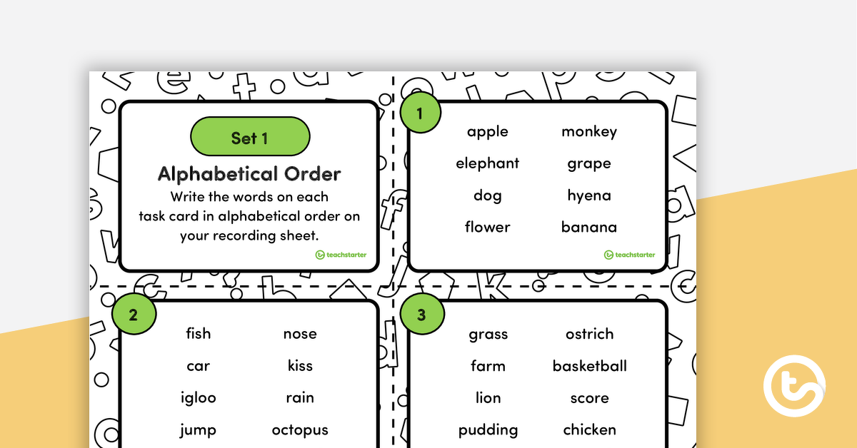 Image of Alphabetical Order Task Cards – Set 1