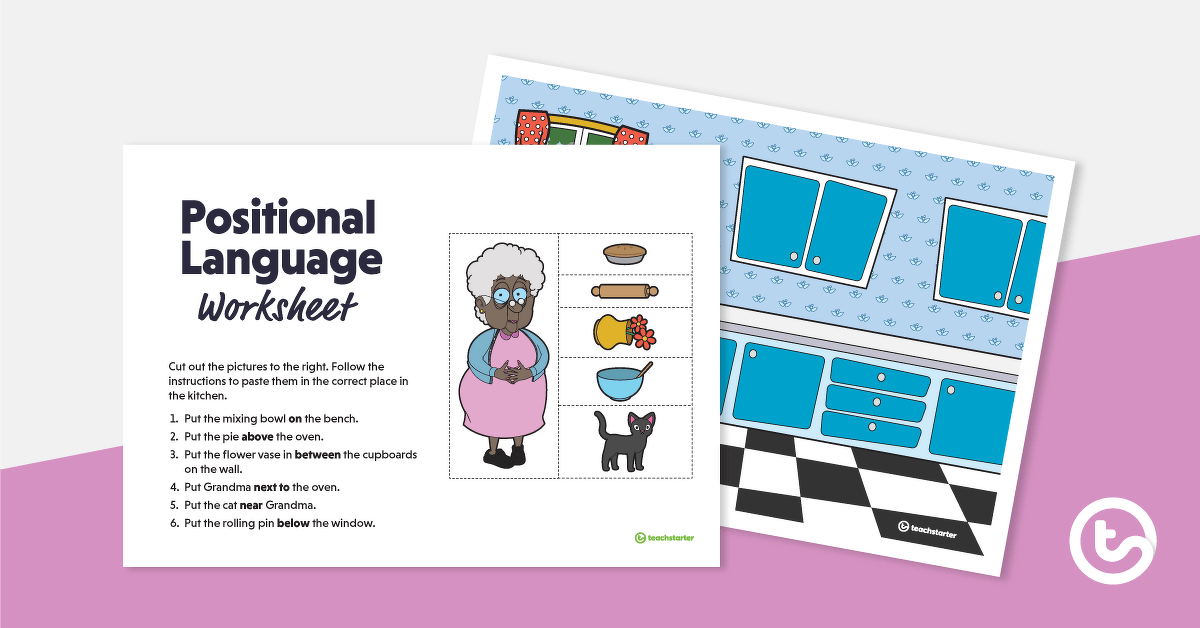 Image of Positional Language Worksheet – The Kitchen