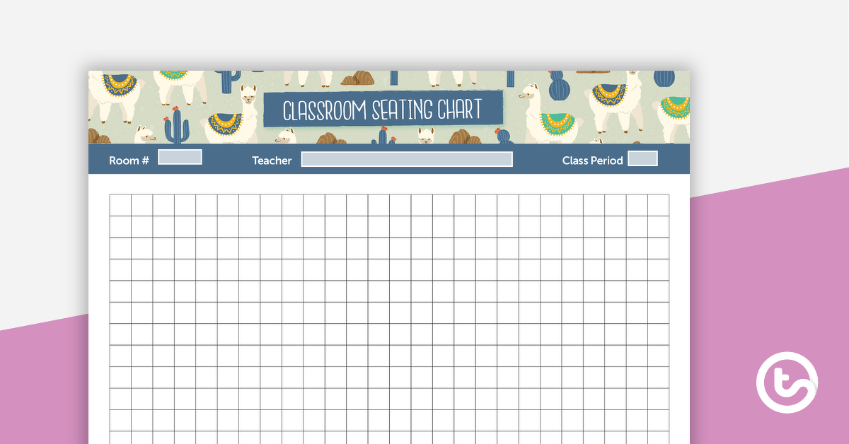 Preview image for Llama and Cactus Printable Teacher Planner – Seating Chart (Landscape) - teaching resource