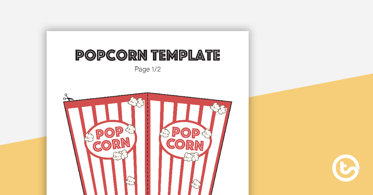 Preview image for 3D Popcorn Box Template - teaching resource