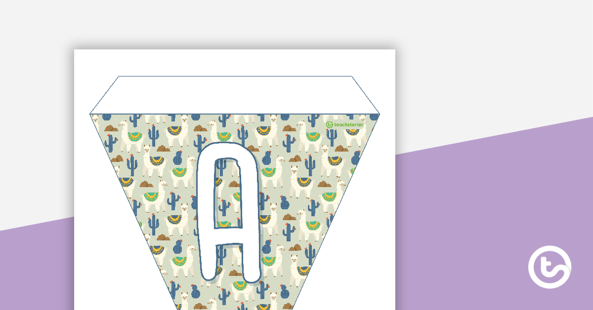 Preview image for Llama and Cactus - Letters and Numbers Pennant Banner - teaching resource