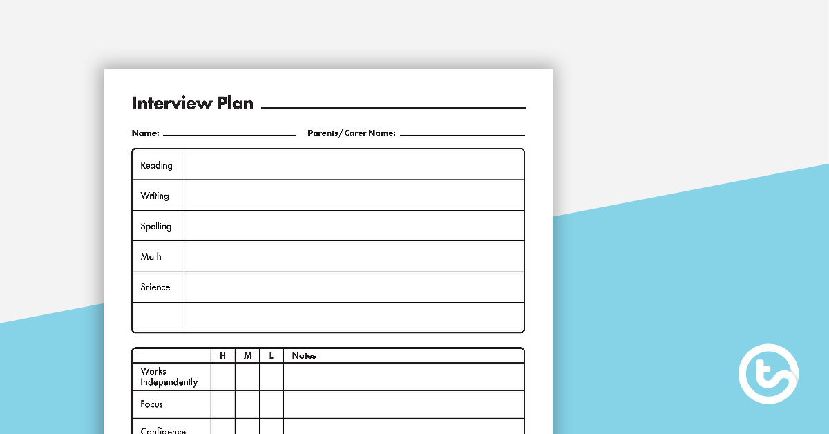 Preview image for Parent Teacher Interview Planning Template - teaching resource