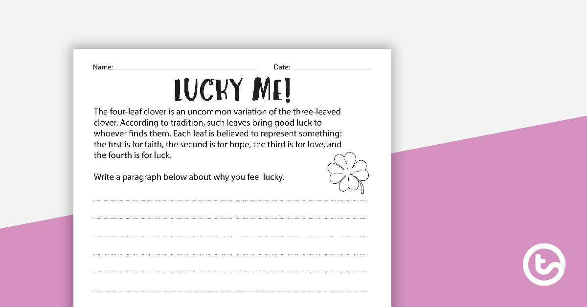 Preview image for Lucky Me! - Saint Patrick's Day Worksheet - teaching resource