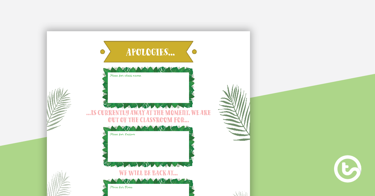 Preview image for White Lush Leaves - Out of Class Poster - teaching resource