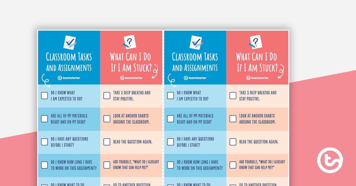 Preview image for Task Initiation Bookmark – Classroom Assignments and Tasks - teaching resource