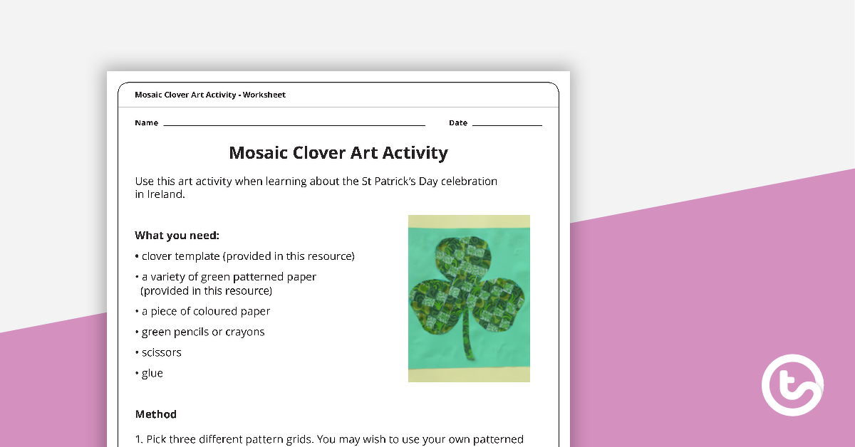 Preview image for Mosaic Clover Art Activity - teaching resource