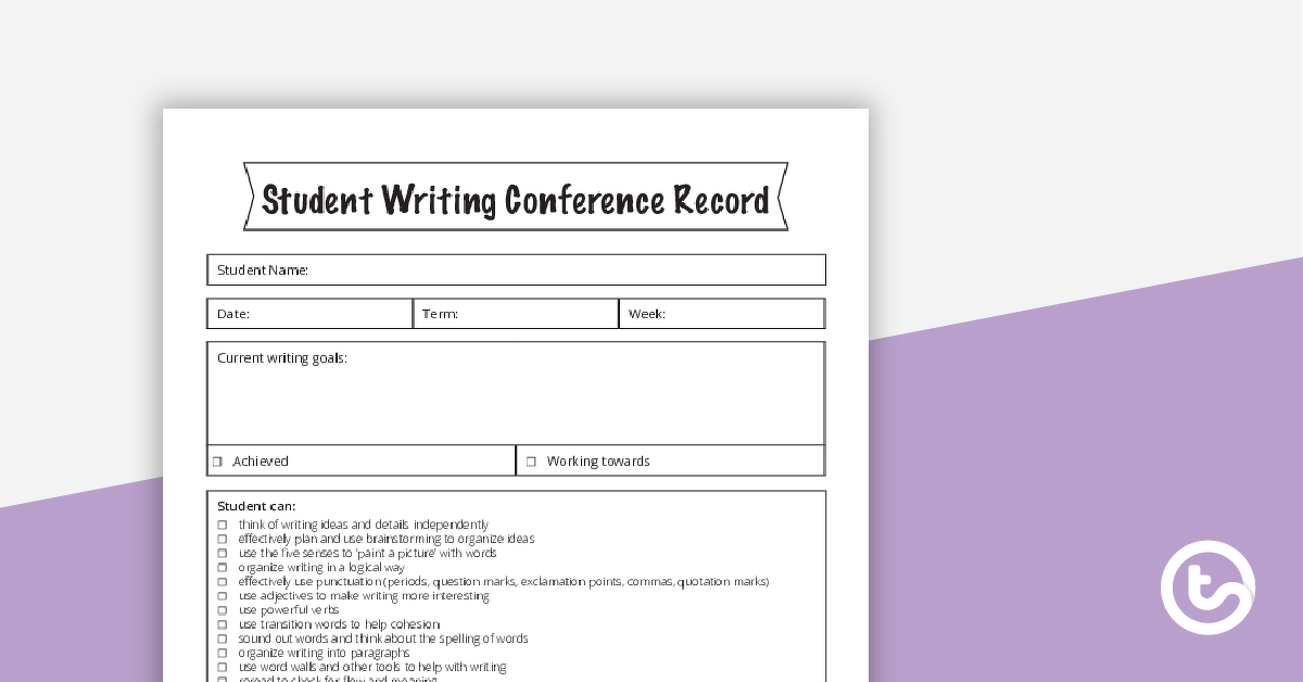为个别学生写作会议记录的预览图像-教学资源