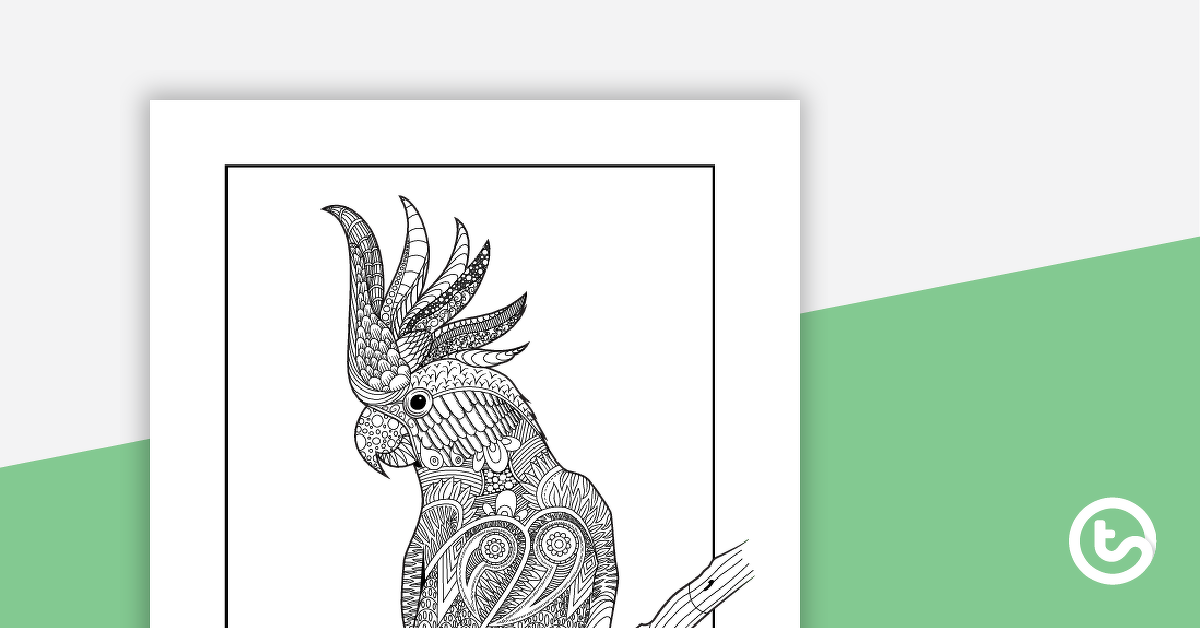 Preview image for Cockatoo Mindful Colouring In Sheet - teaching resource