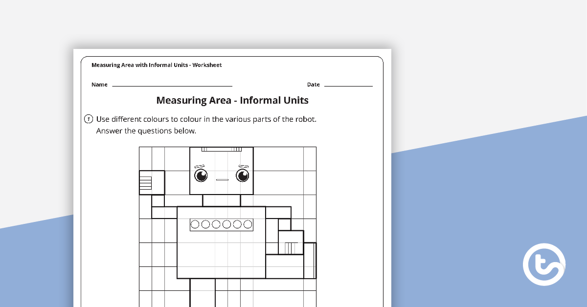 预览图像for Measuring the Area of a Robot with Informal Units Worksheet - teaching resource