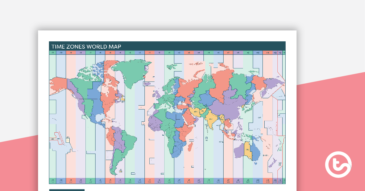 Preview image for Time Zones World Map - teaching resource