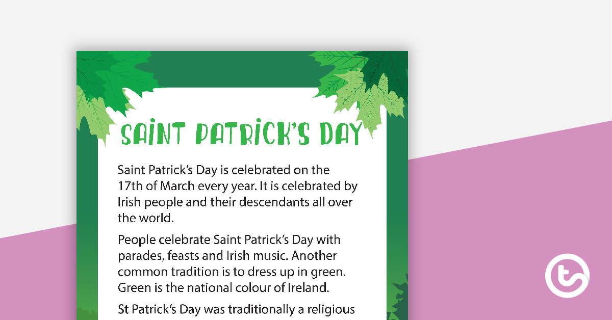 Preview image for Saint Patrick's Day Information Poster - teaching resource