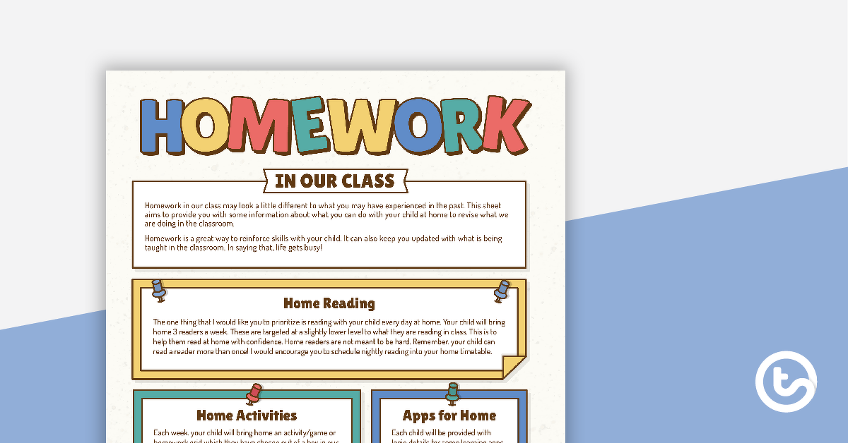 Preview image for Editable Homework Information Sheet - teaching resource