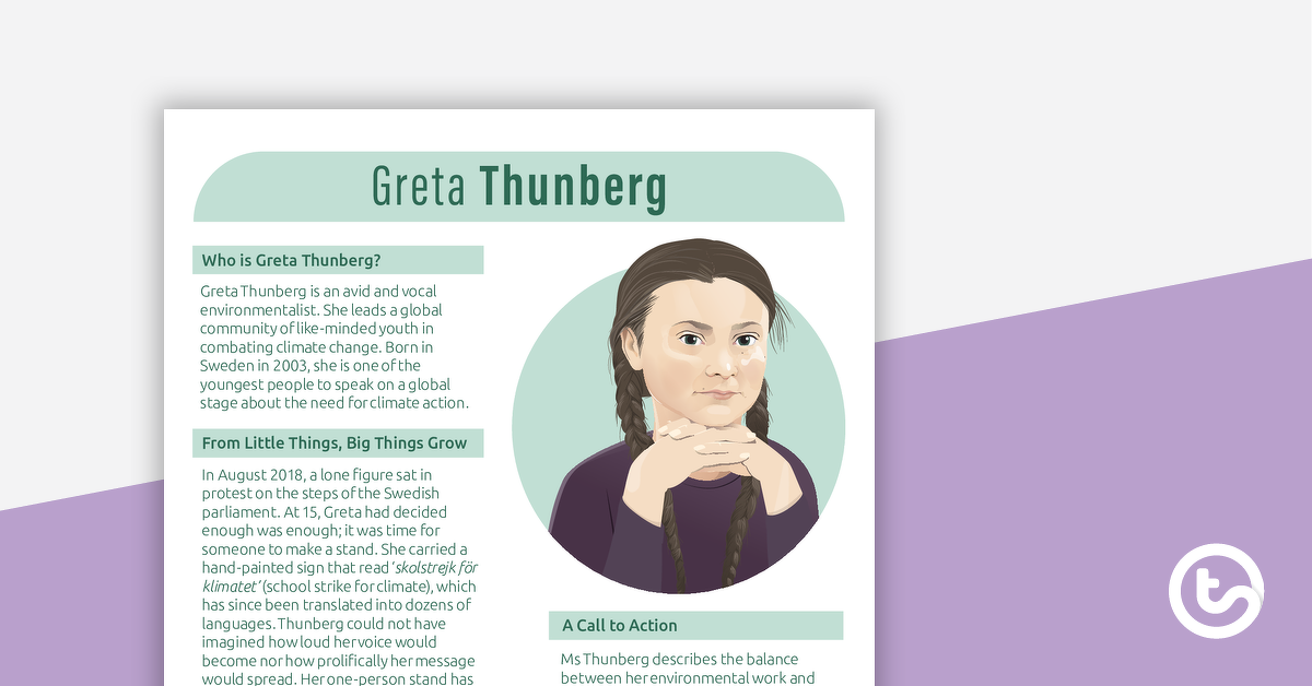 Preview image for Inspirational Woman Profile – Greta Thunberg - teaching resource