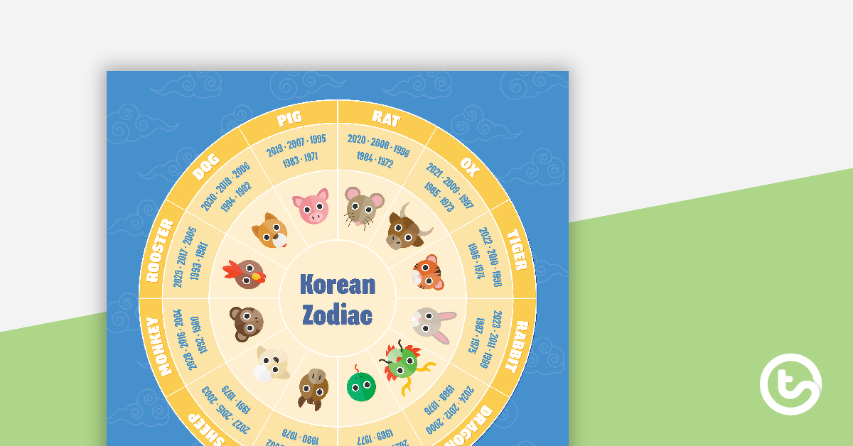 韩国十二生肖日历的预览图像 - 教学资源