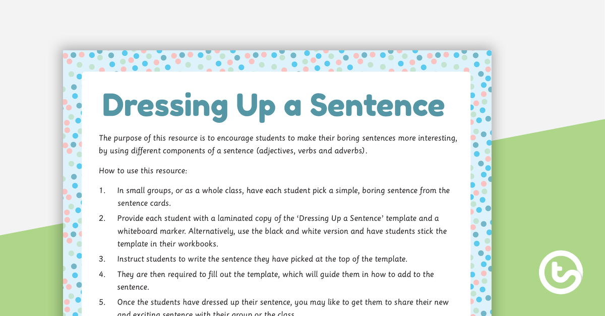 Preview image for Dressing Up A Sentence Activity - teaching resource