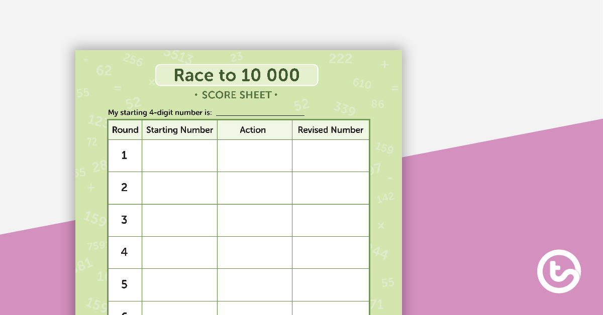 Preview image for 4-Digit Place Value Card Game - Race to 10 000 - teaching resource