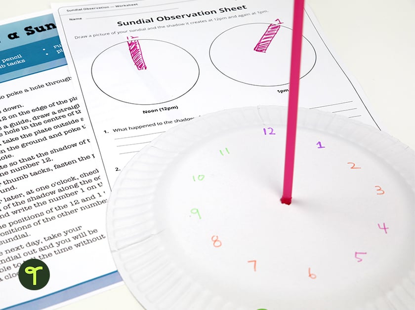 sun dial worksheet and activity for kids