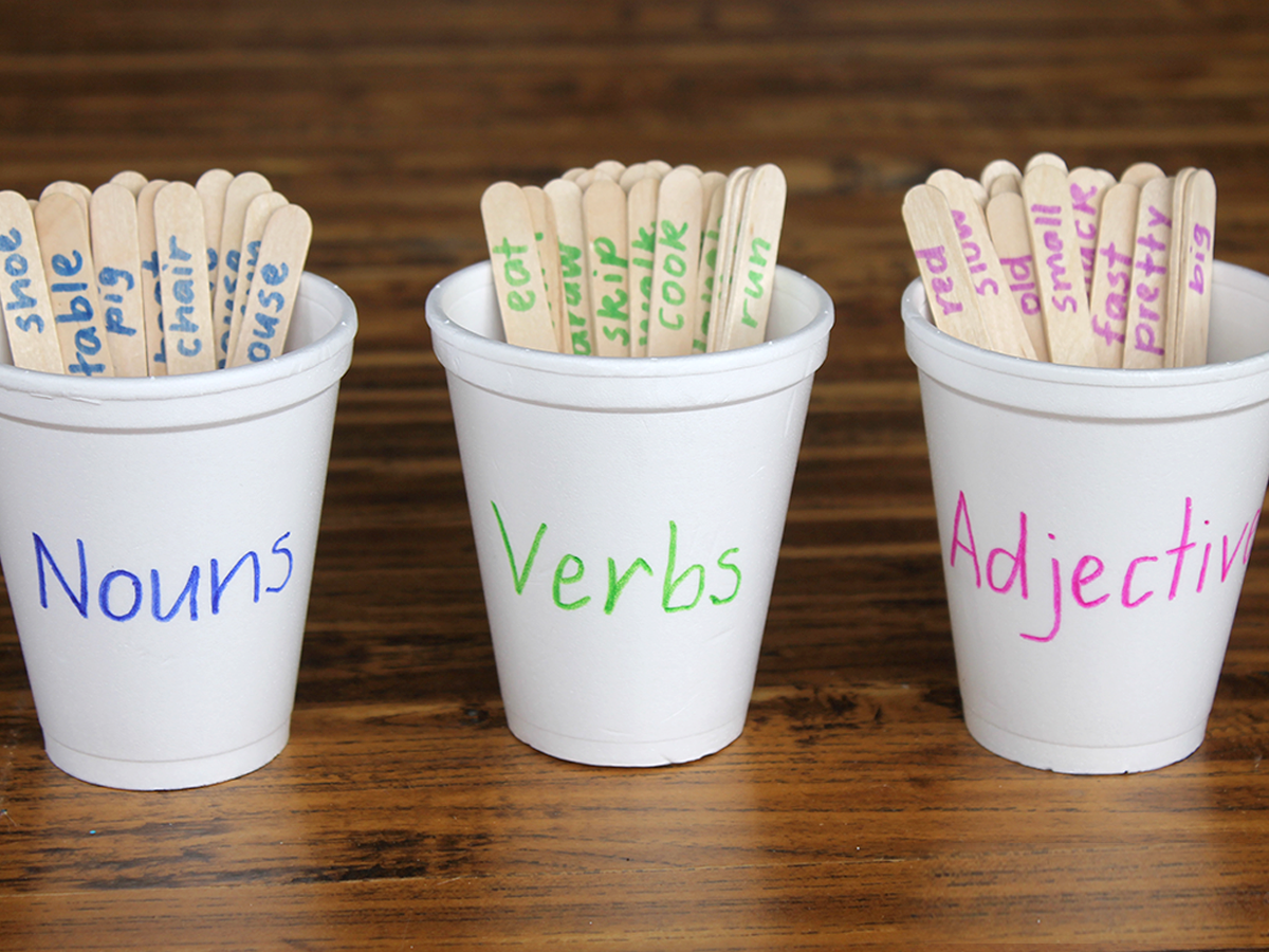 nouns verbs adjectives cups