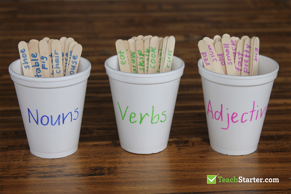 Nouns, Verbs and Adjectives Paddle Pop Sticks