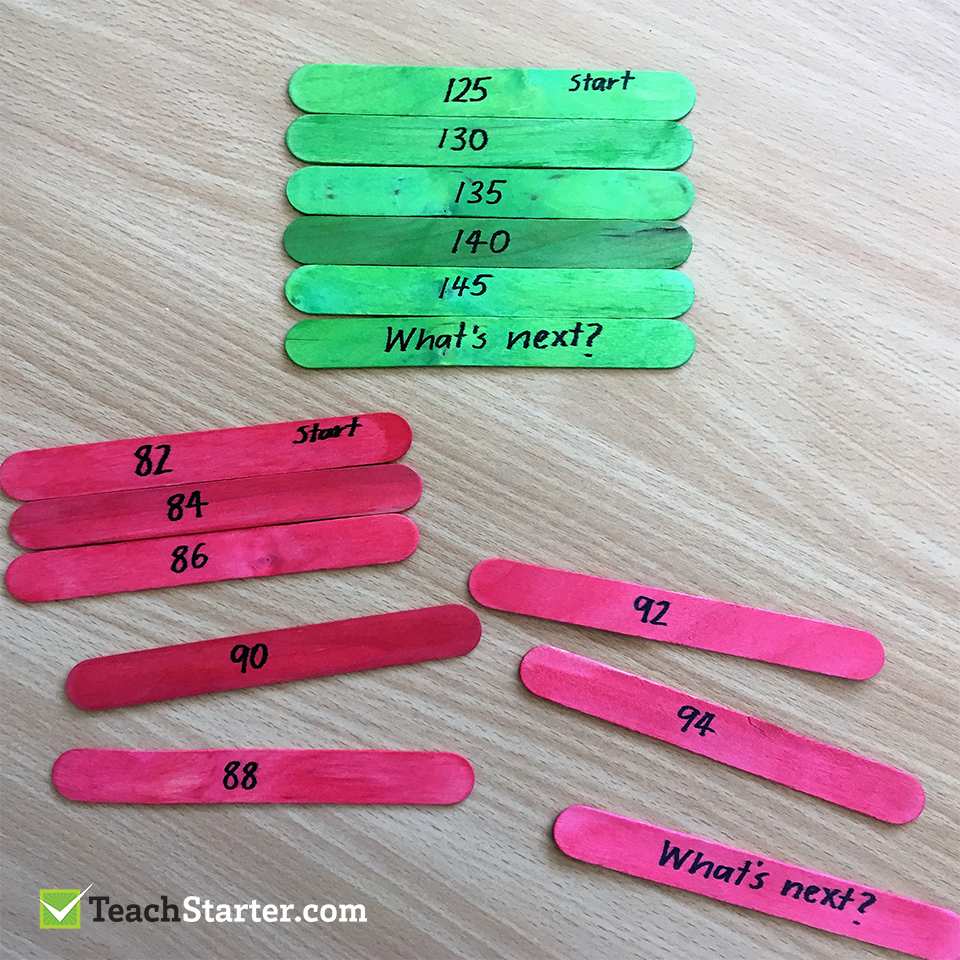 Number Pattern Skip Counting Paddle Pop Sticks