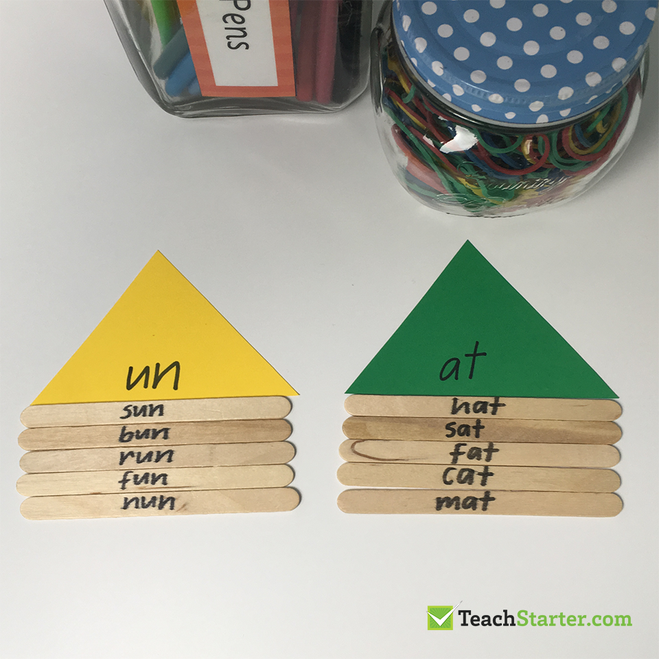 Word Families Paddle Pop Sticks