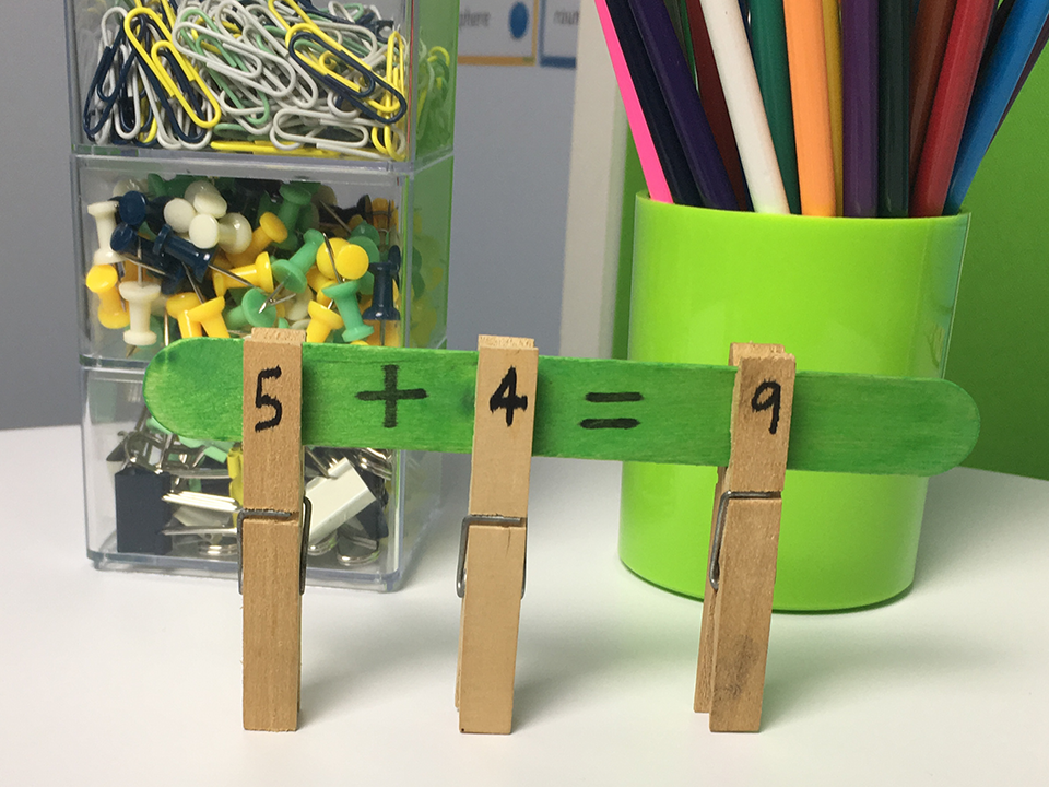 number sentences with clothespins