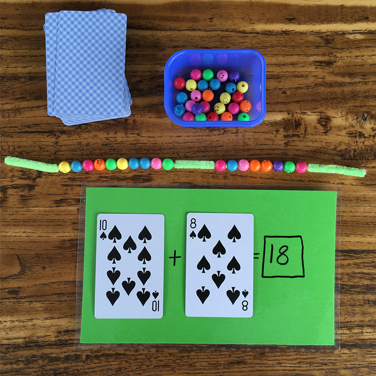 Addition Activity for kids using beads