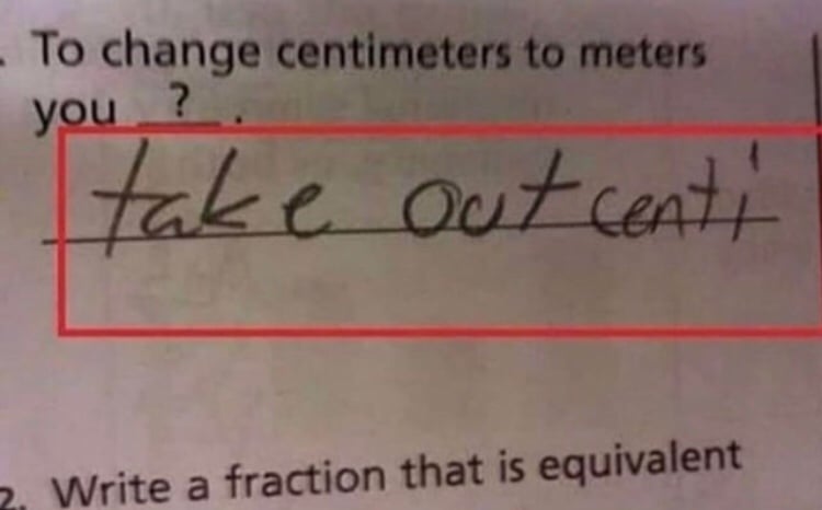 Kid Funny Test Answer Take Out Centi