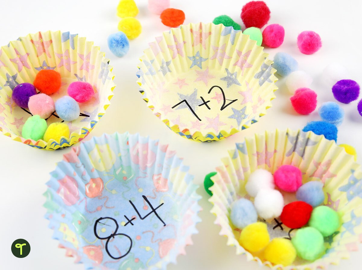 Addition and Fine Motor with Pom-Poms