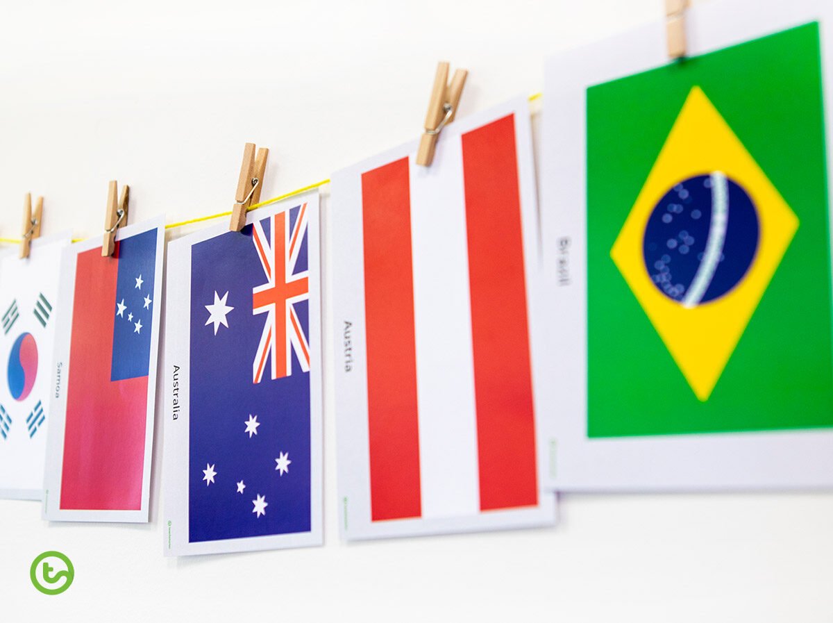 Flags of the world bunting for the classroom