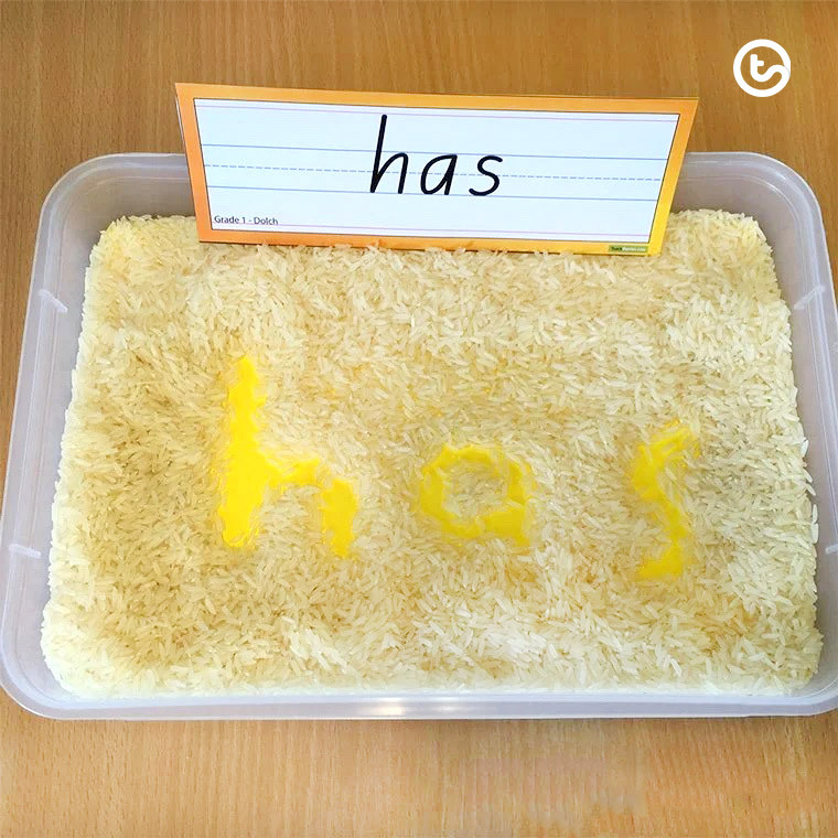 Rice Writing sight word activity