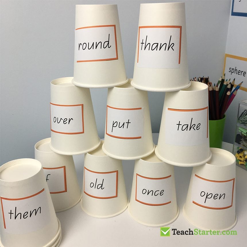 Sight Word Cup Tower Activity