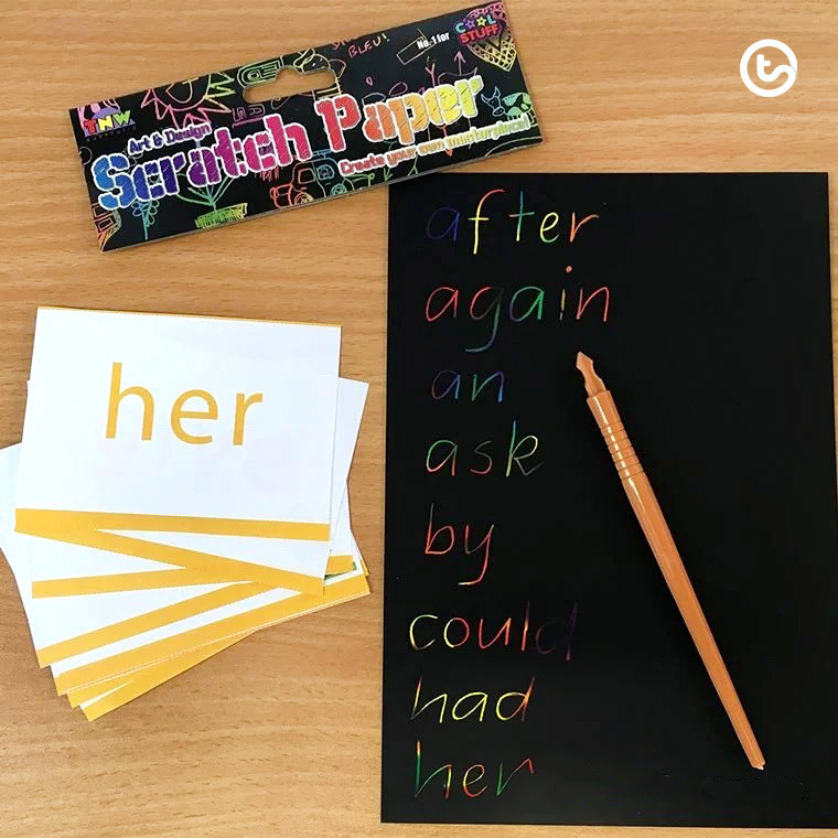 scratch paper sight word writing activity