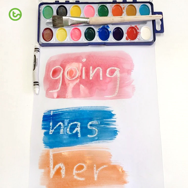 Magic Sight Words Activity with watercolor paints