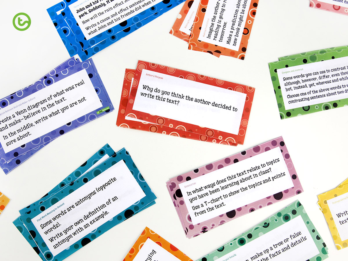 120 Comprehension task cards for the teacher