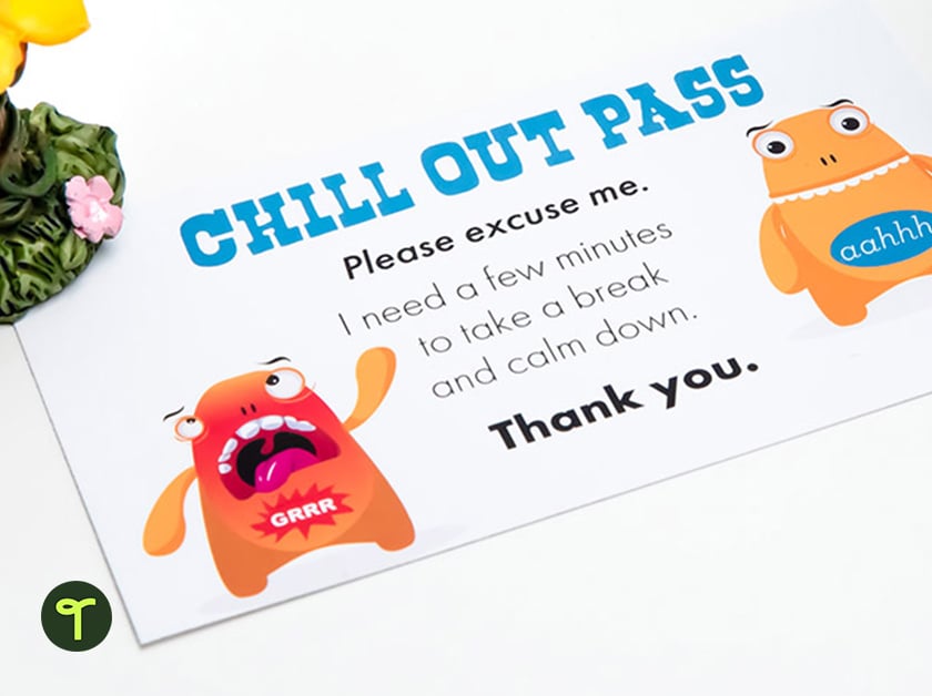 printable chill out pass for kids