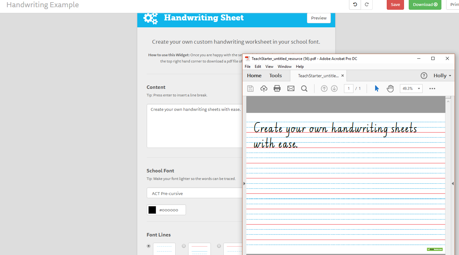Create your own Handwriting Sheets