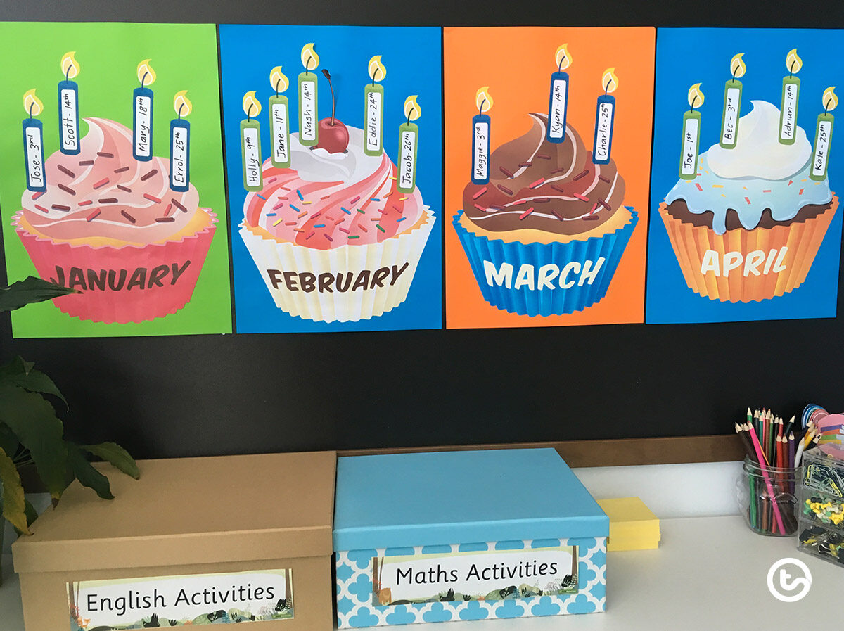 Birthday displays for the classroom