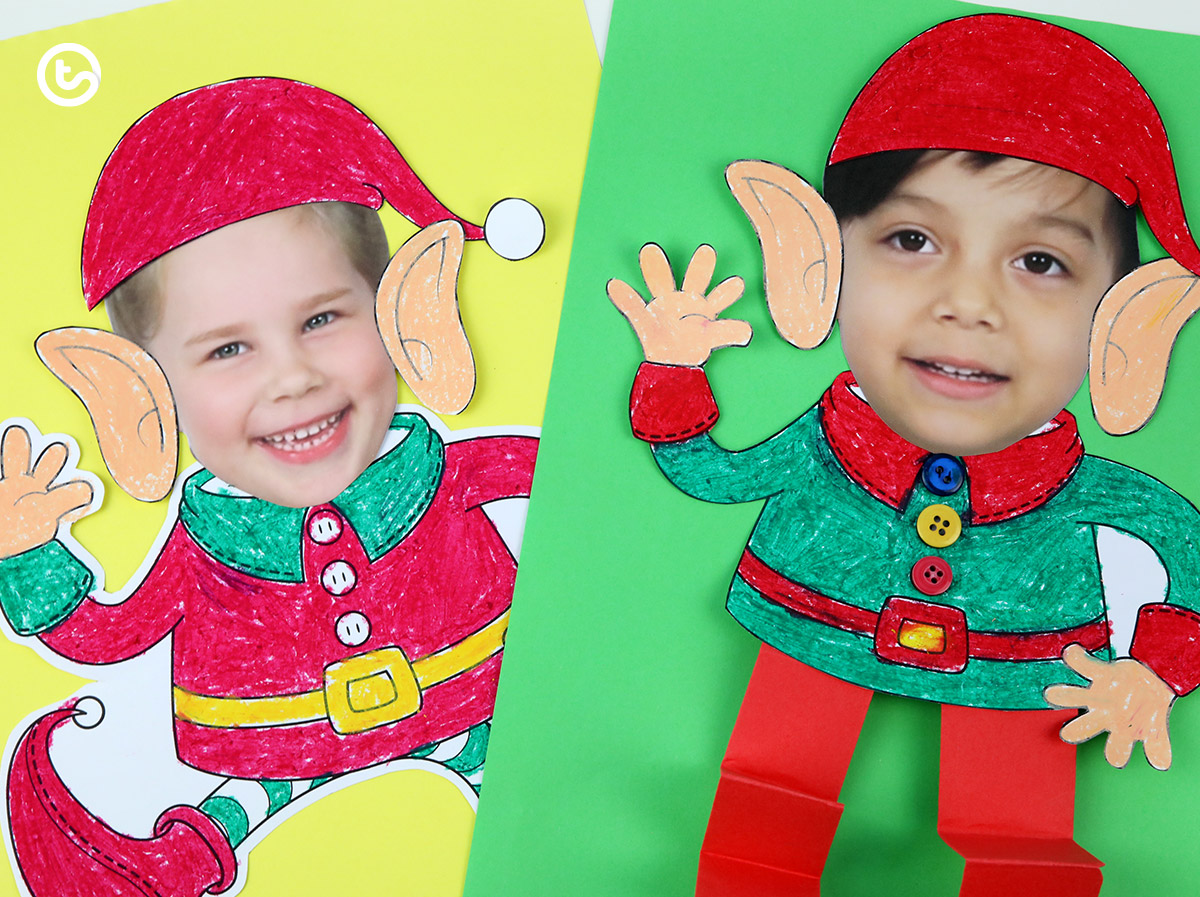 Christmas Elfie Selfie template for kids