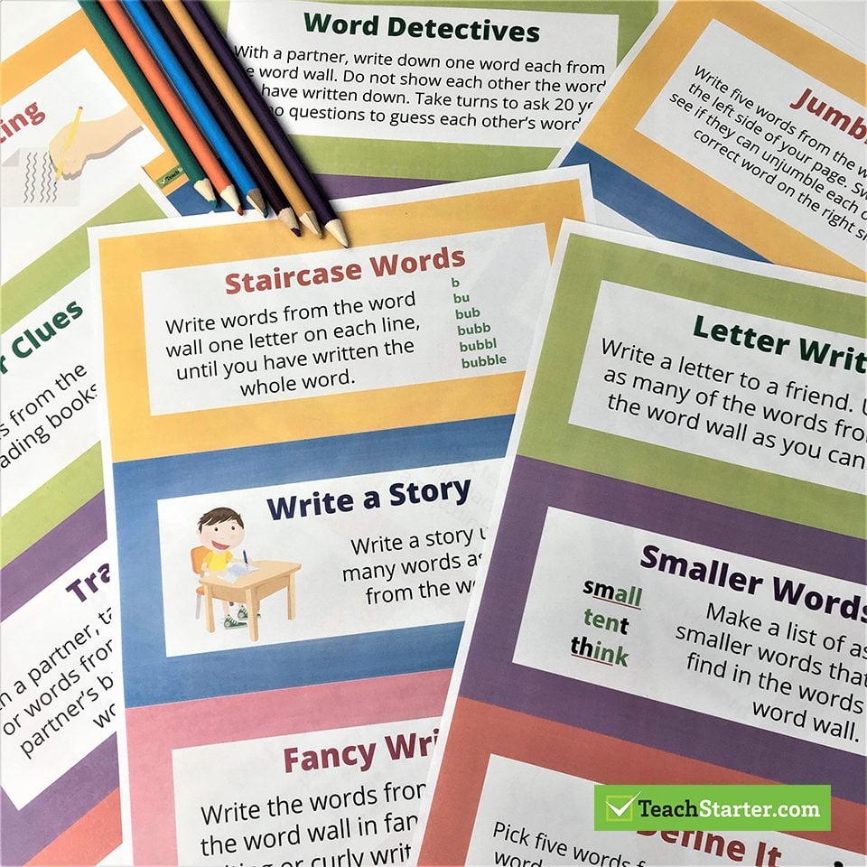 Word Wall Activity Task Cards