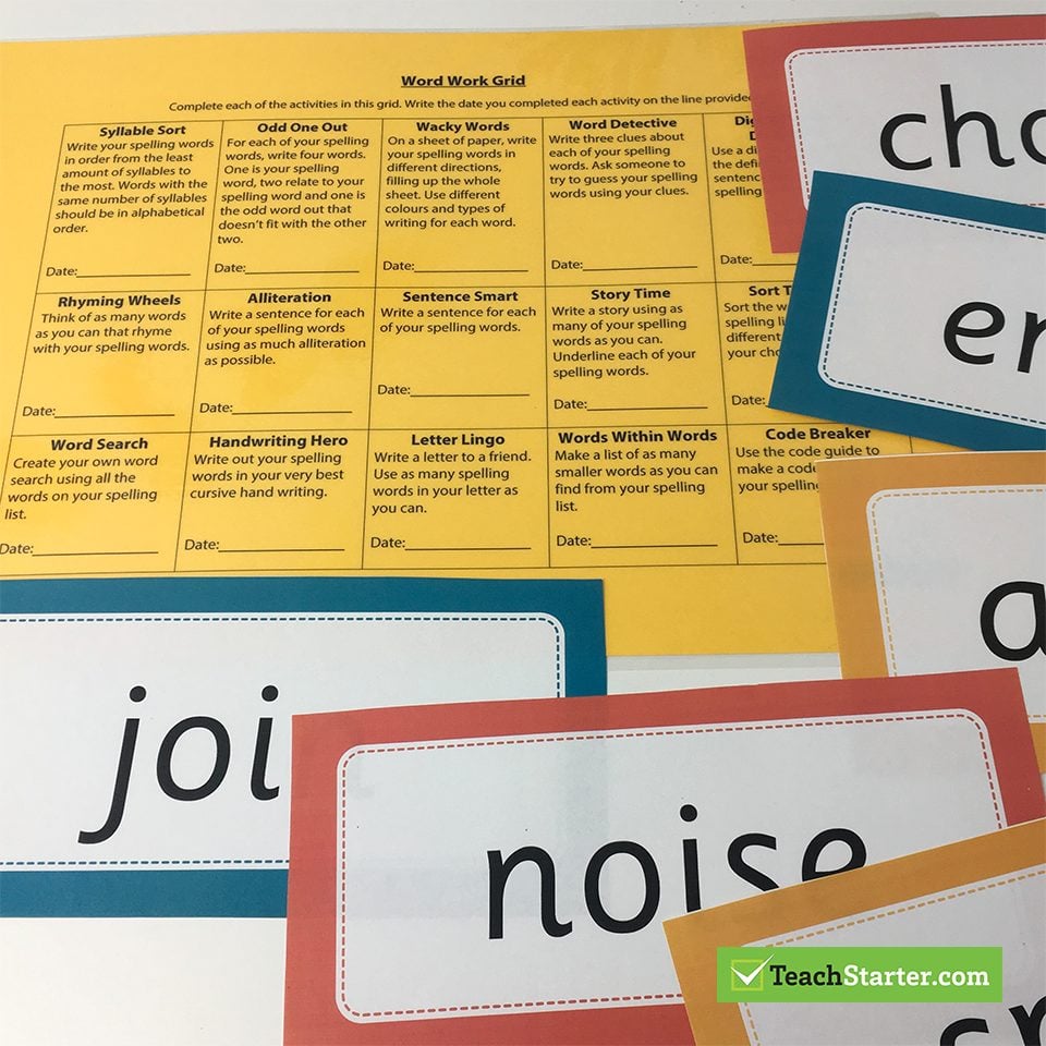 Word Work Grid Activity