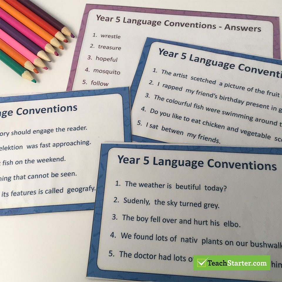 NAPLAN Language Conventions Task Cards
