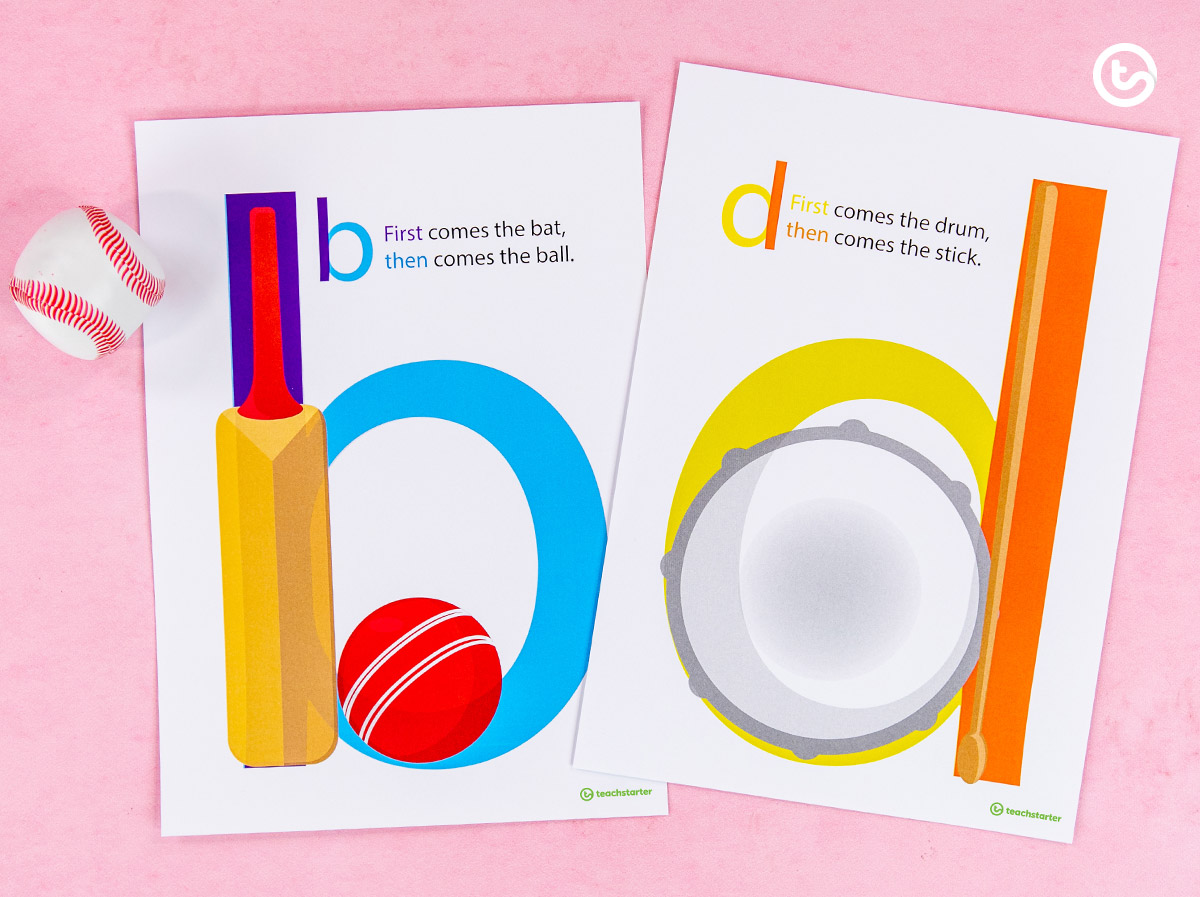 b and d confusion posters for the classroom