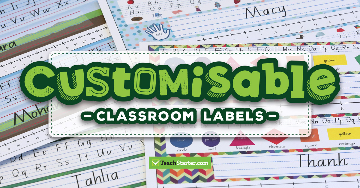 customisable classroom labels and decor