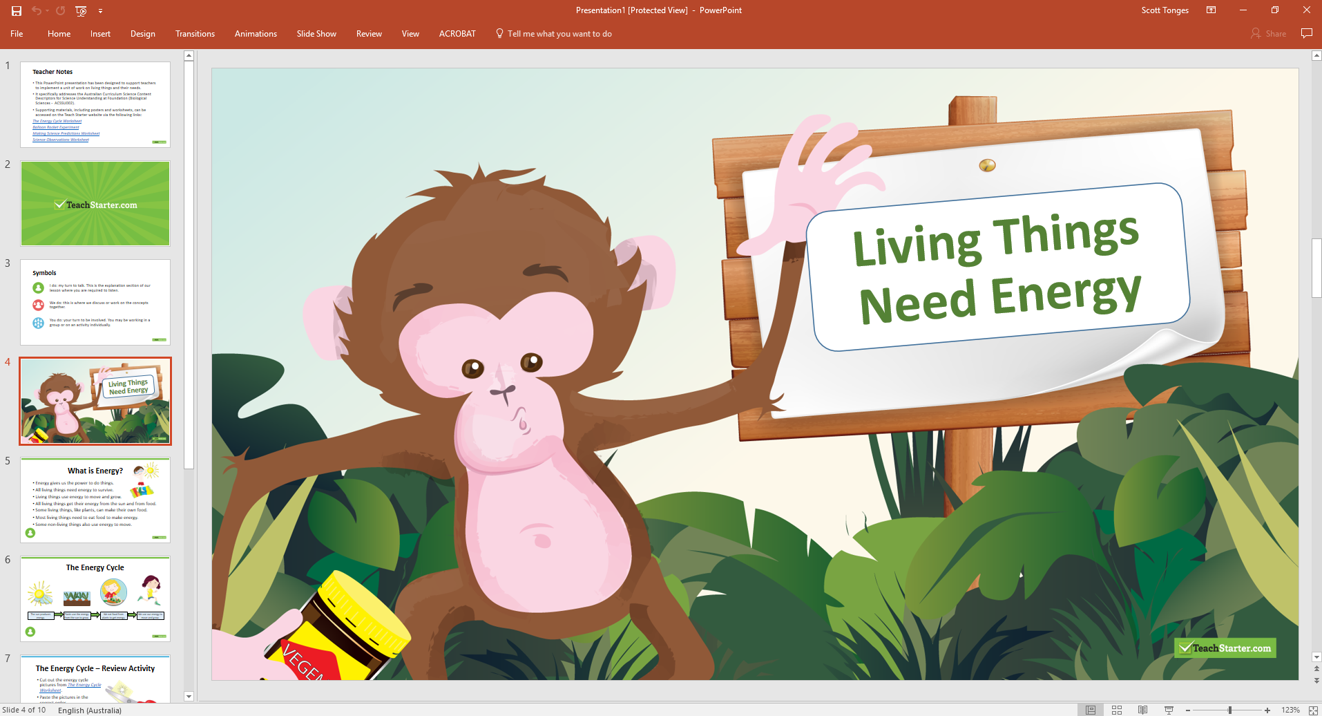 Living Things Need Energy Powerpoint by Teach Starter for teaching sustainability in the Foundation Year