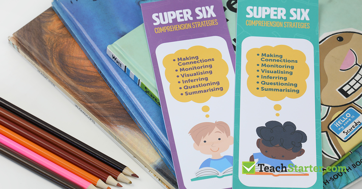 super six comprehension strategy bookmarks