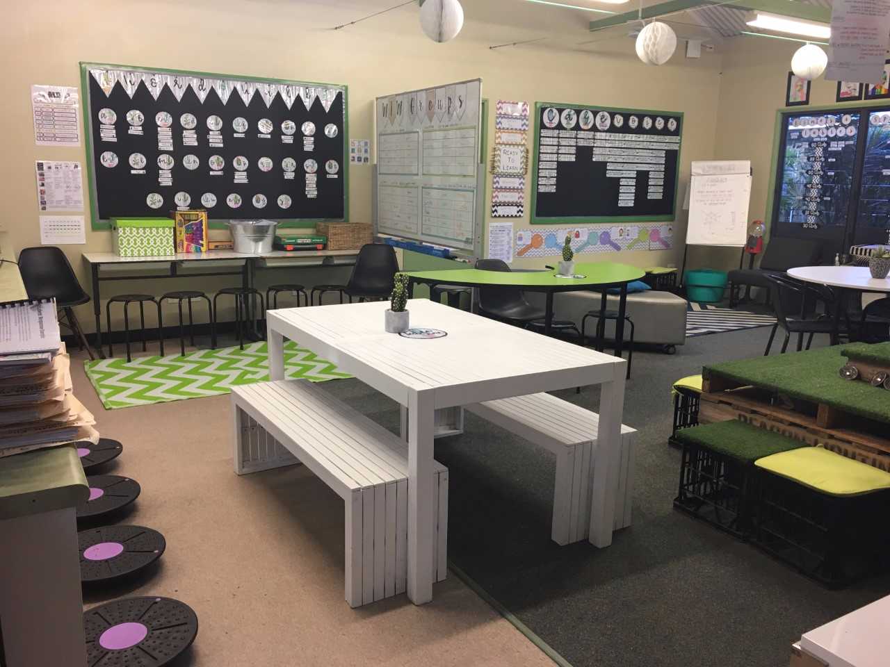 wobble boards, bench seating in a flexible seating classroom australia