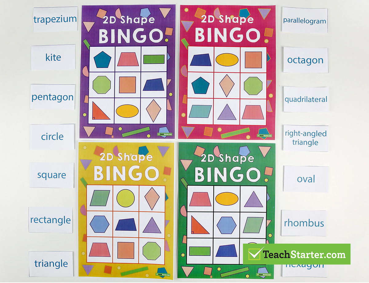 2D Shapes Bingo Cards by Teach Starter