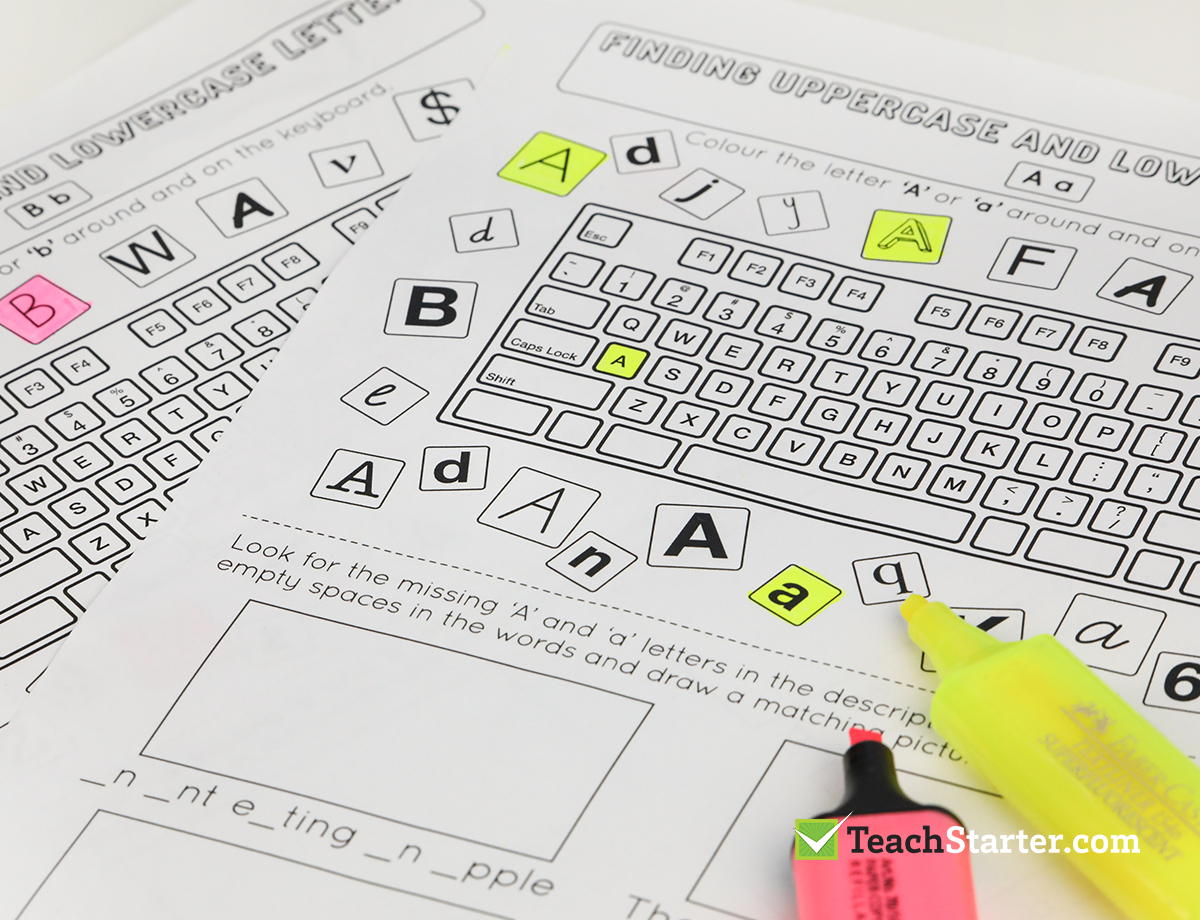 Recognising upper case and lower case letters on a keyboard